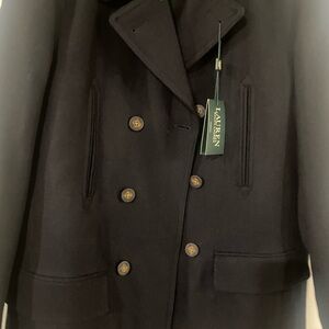 Lauren By Ralph Lauren Double-Breasted Black Peacoat